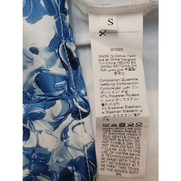 NWT FASHION NOVA White Blue Floral Puffy Mini Dress On Straps SIZE S - Picture 10 of 17